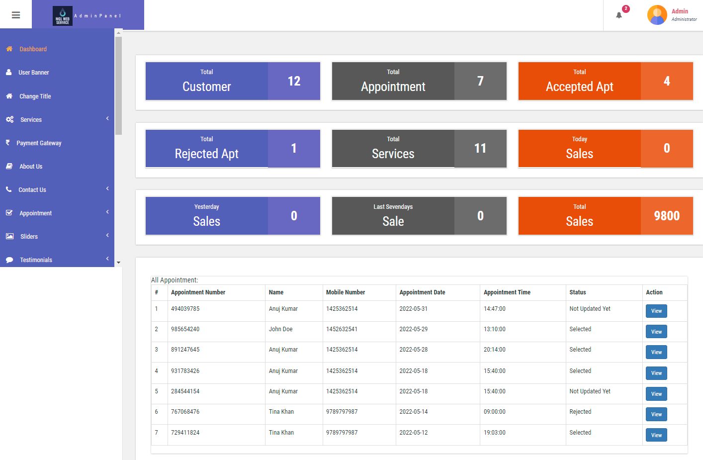 Admin Reservation System